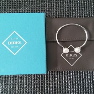 Birks Freshwater Barocque Pearl Silver Cuff Bracelet S/M